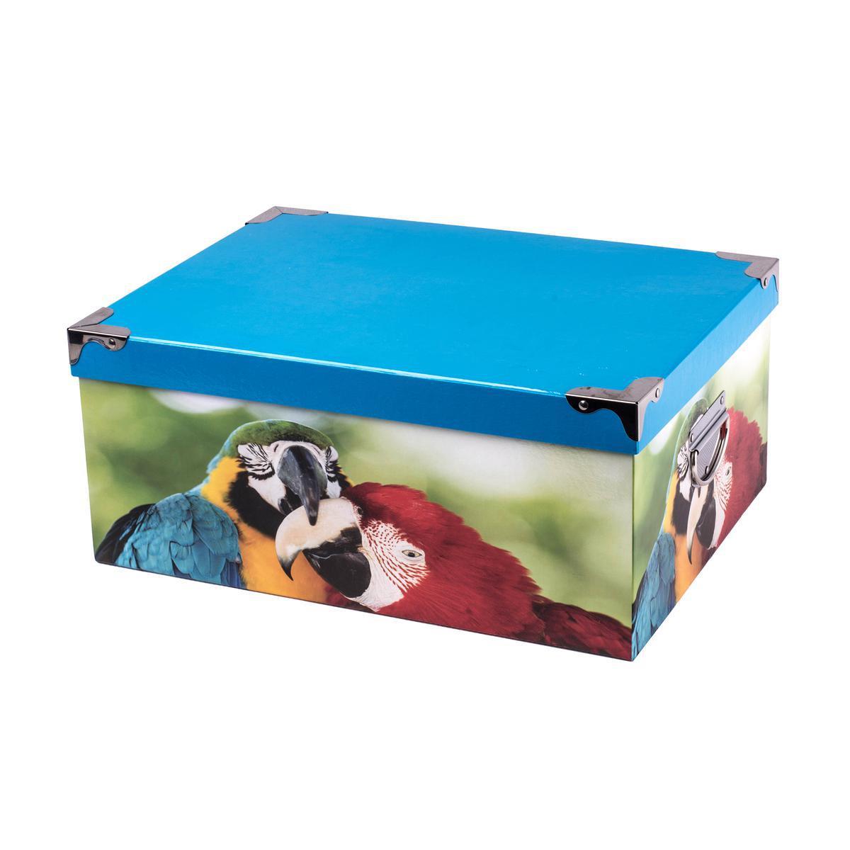 Boîte de rangement - Carton et métal - 37 x 27,5 x H 15,5 cm - Multicolore