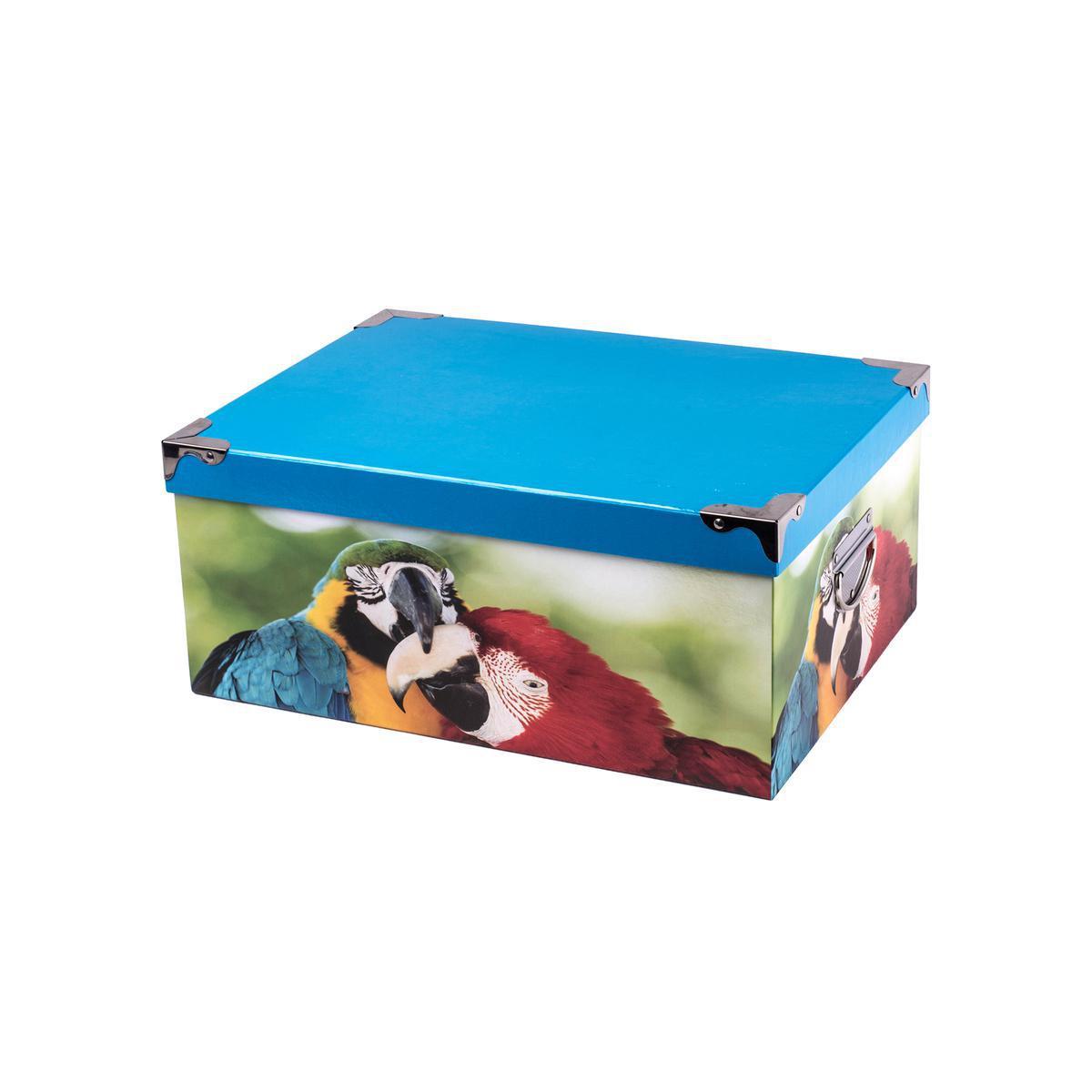 Boîte de rangement - Carton et métal - 31 x 23,5 x H 13,5 cm - Multicolore