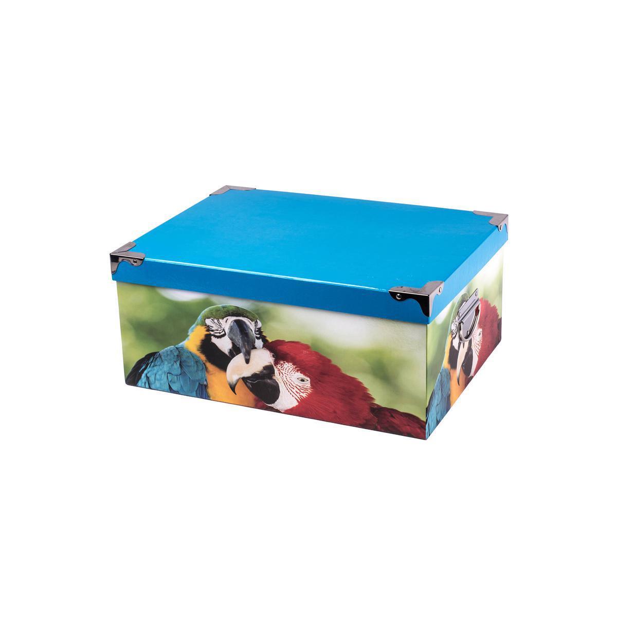 Boîte de rangement - Carton et métal - 29 x 21 x H 12,5 cm - Multicolore