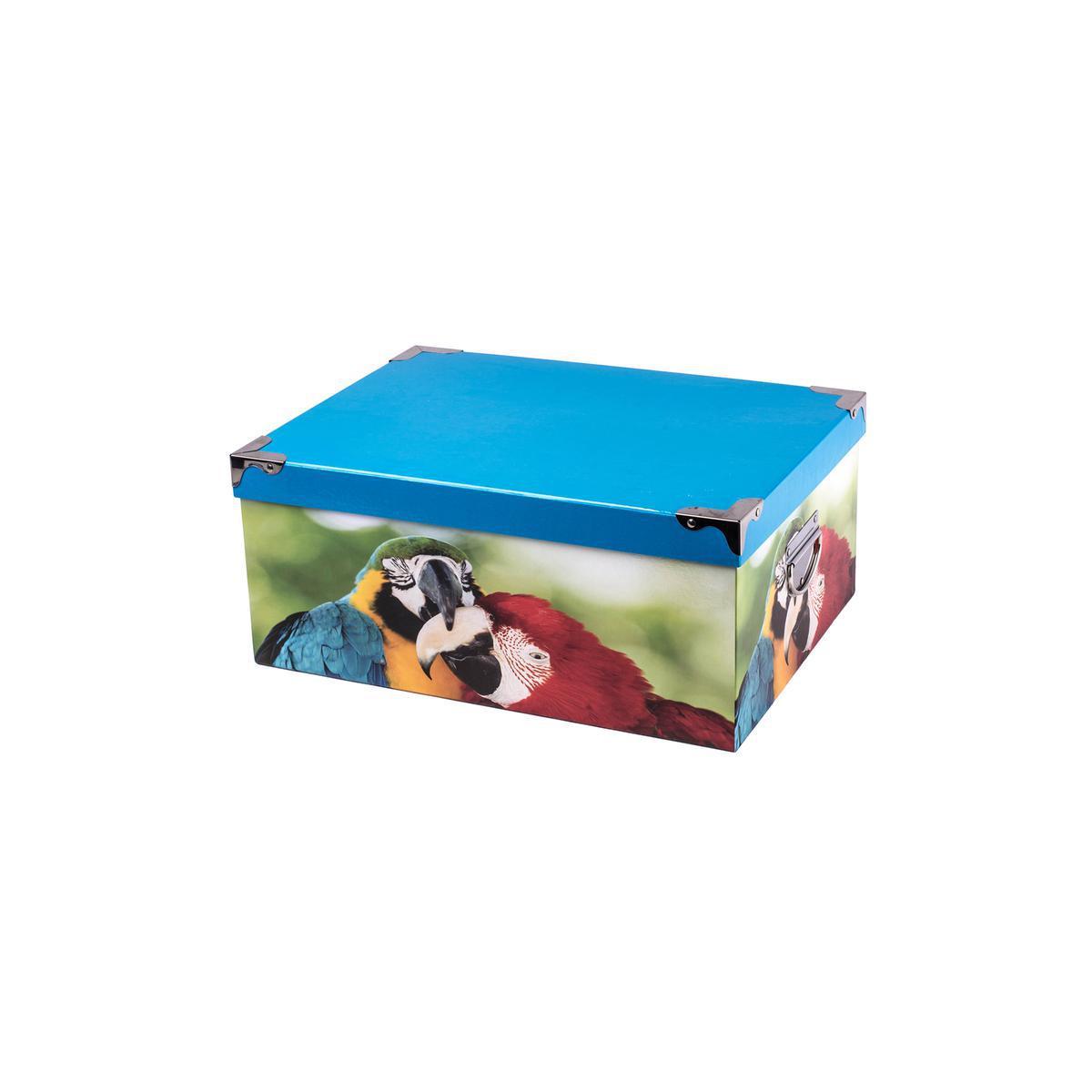 Boîte de rangement - Carton et métal - 26,5 x 19 x H 11,5 cm - Multicolore