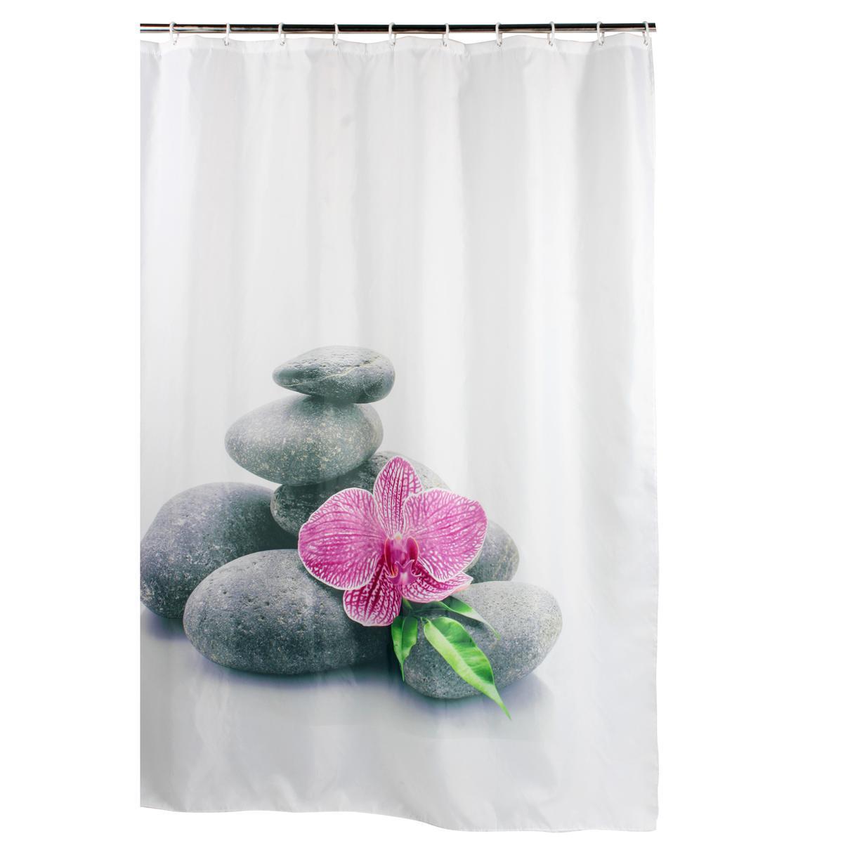 Rideau de douche Orchidées - 100 % polyester - 180 x 180 cm - Multicolore