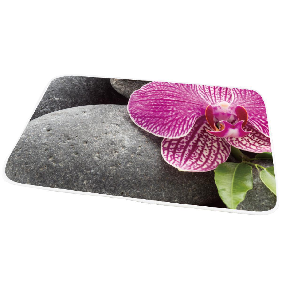 Tapis de bain Orchidées - 100 % polyester - 48 x 75 cm - Multicolore