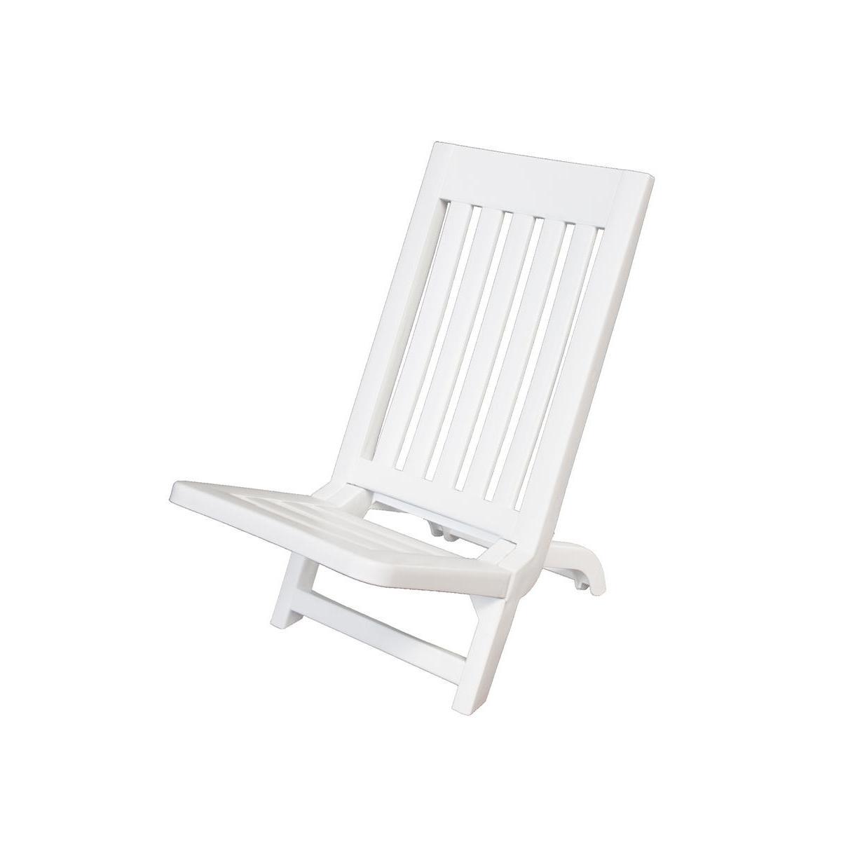 Chaise de plage pliante - Polypropylène - 35 x 56 x H 60 cm - Blanc
