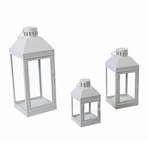 Lanterne décorative - Acier - 17,5 x 17,5 x H 45 cm - Blanc