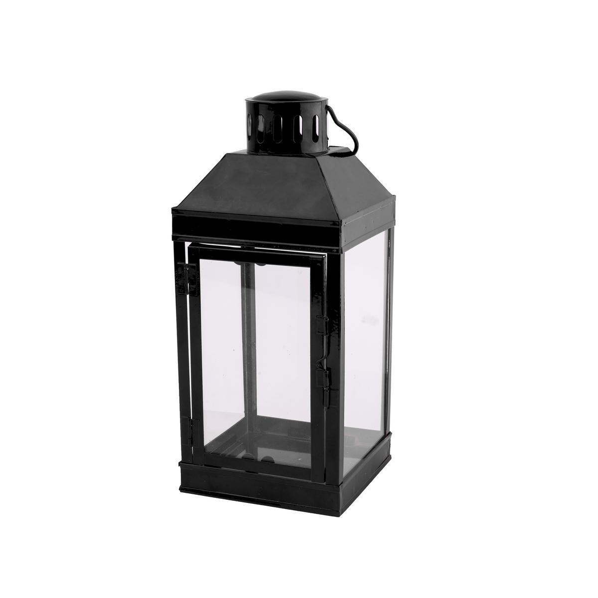 Lanterne décorative - Acier - 14 x 14 x H 32 cm - Noir