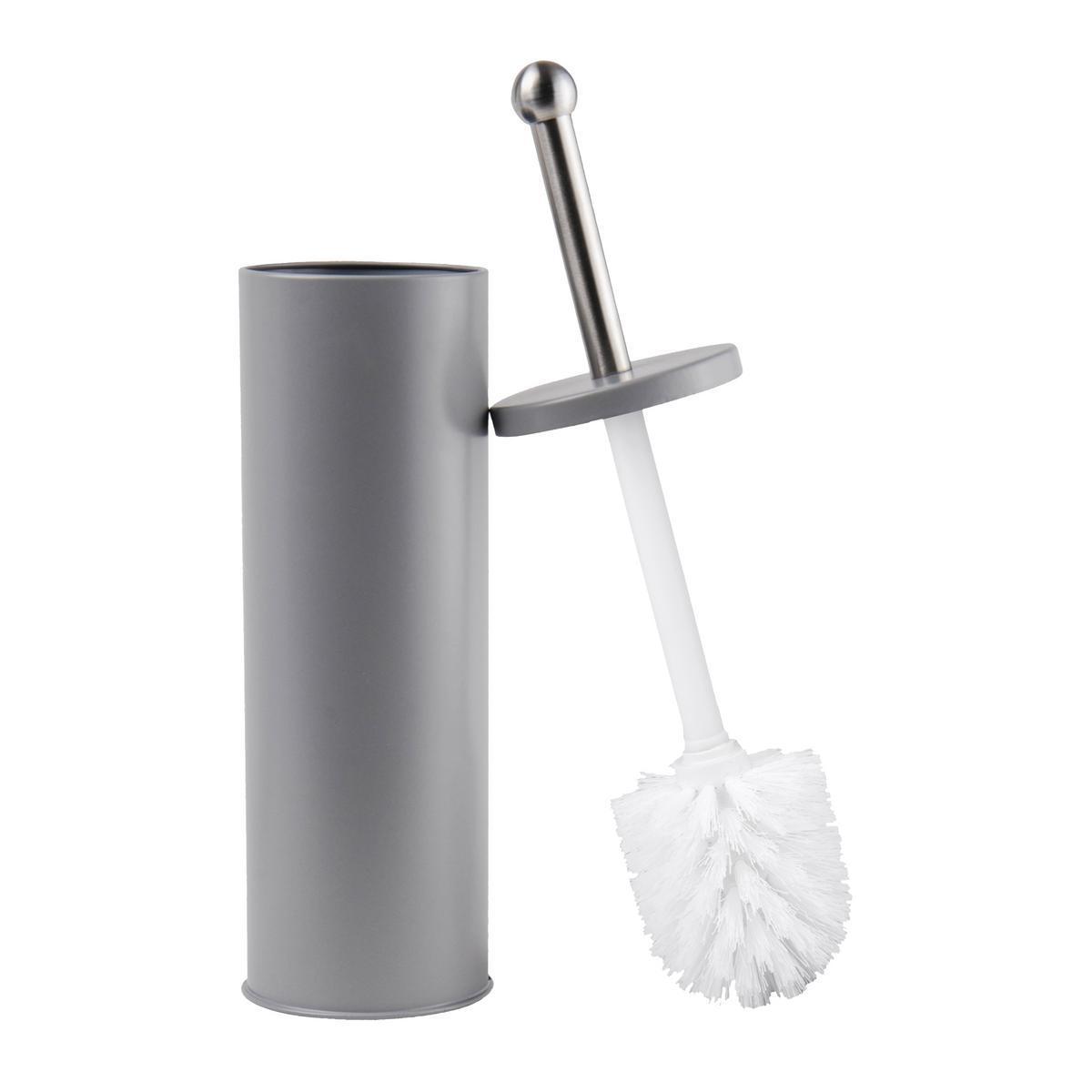 Brosse WC - Acier - Ø 9,5 x 38 cm - Blanc ou taupe