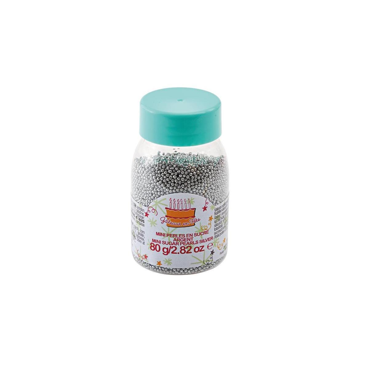 Mini perles décoratives pâtisserie - Sucre - 80 g - Argent