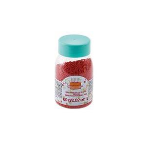 Mini perles décoratives pâtisserie - Sucre - 80 g - Rouge