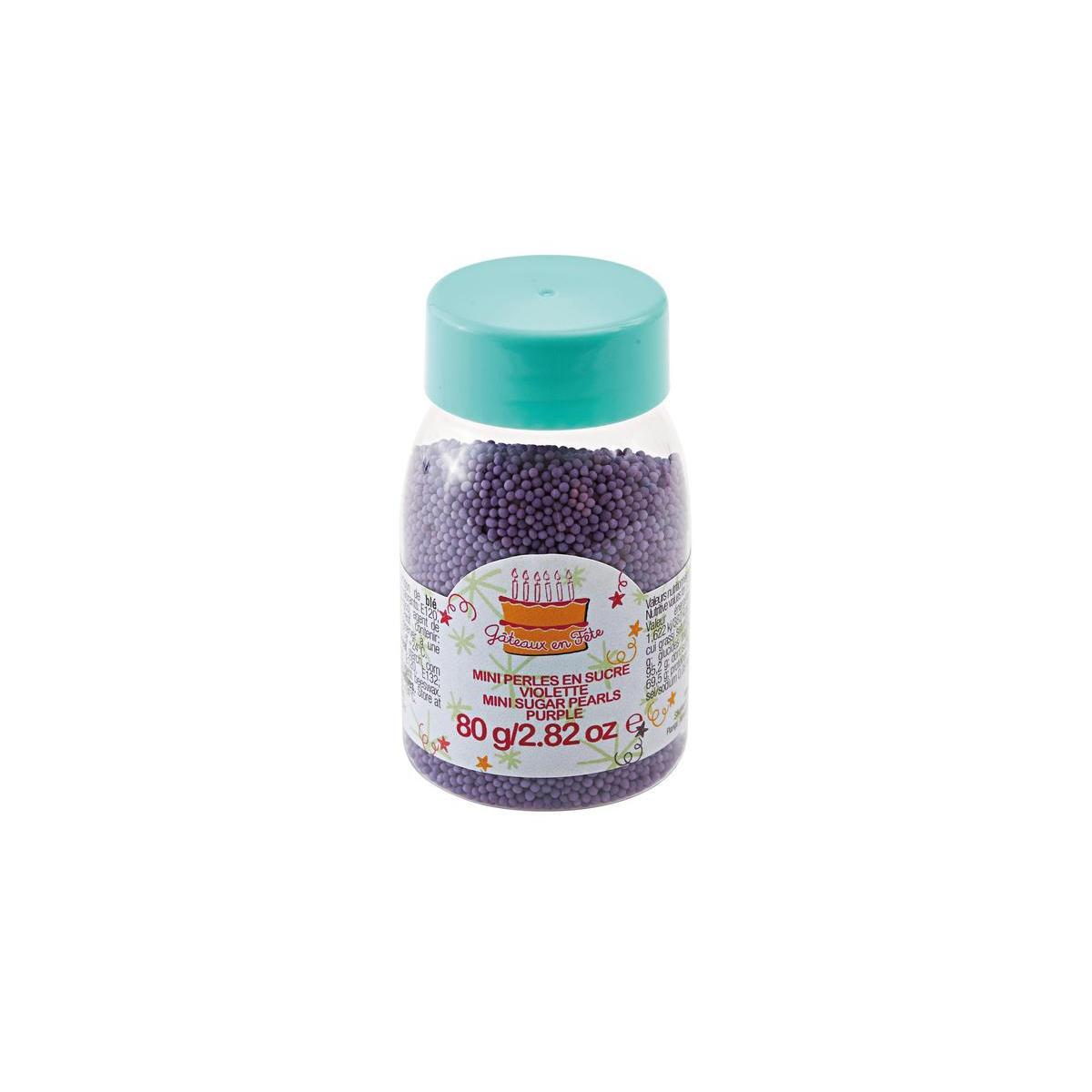 Mini perles décoratives pâtisserie - Sucre - 80 g - Violet