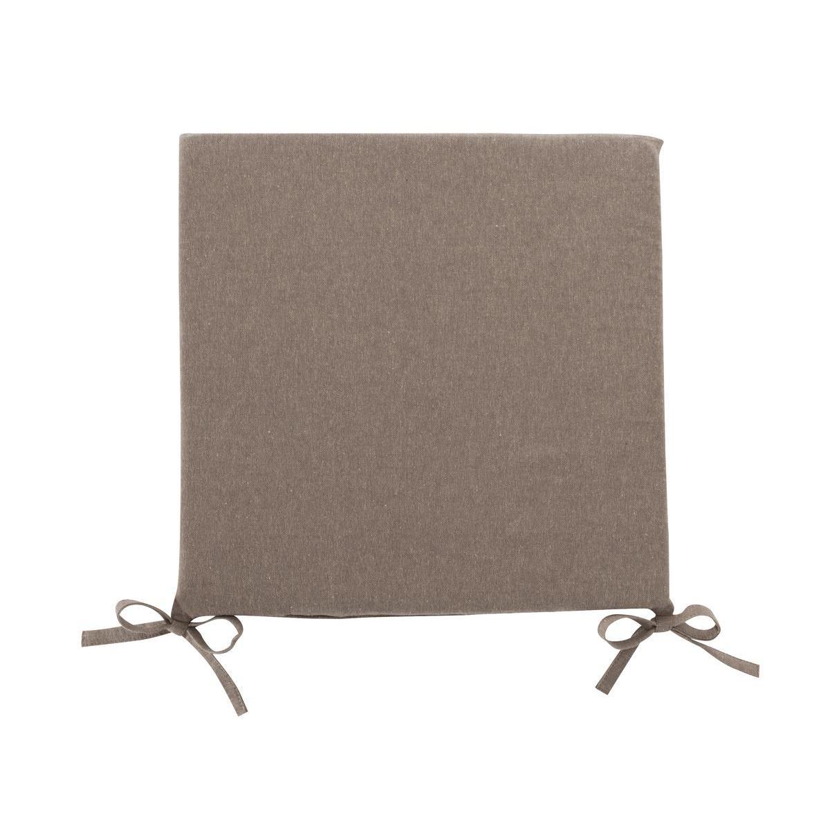 Galette de chaise - 100 % coton - 40 x 40 x H 3 cm - Ecru ou taupe