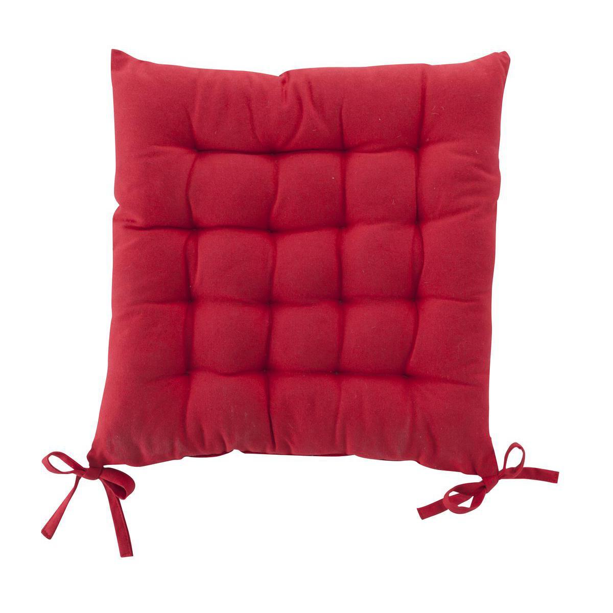 Galette de chaise bicolore - 100 % coton - 40 x 40 cm - Rouge et noir