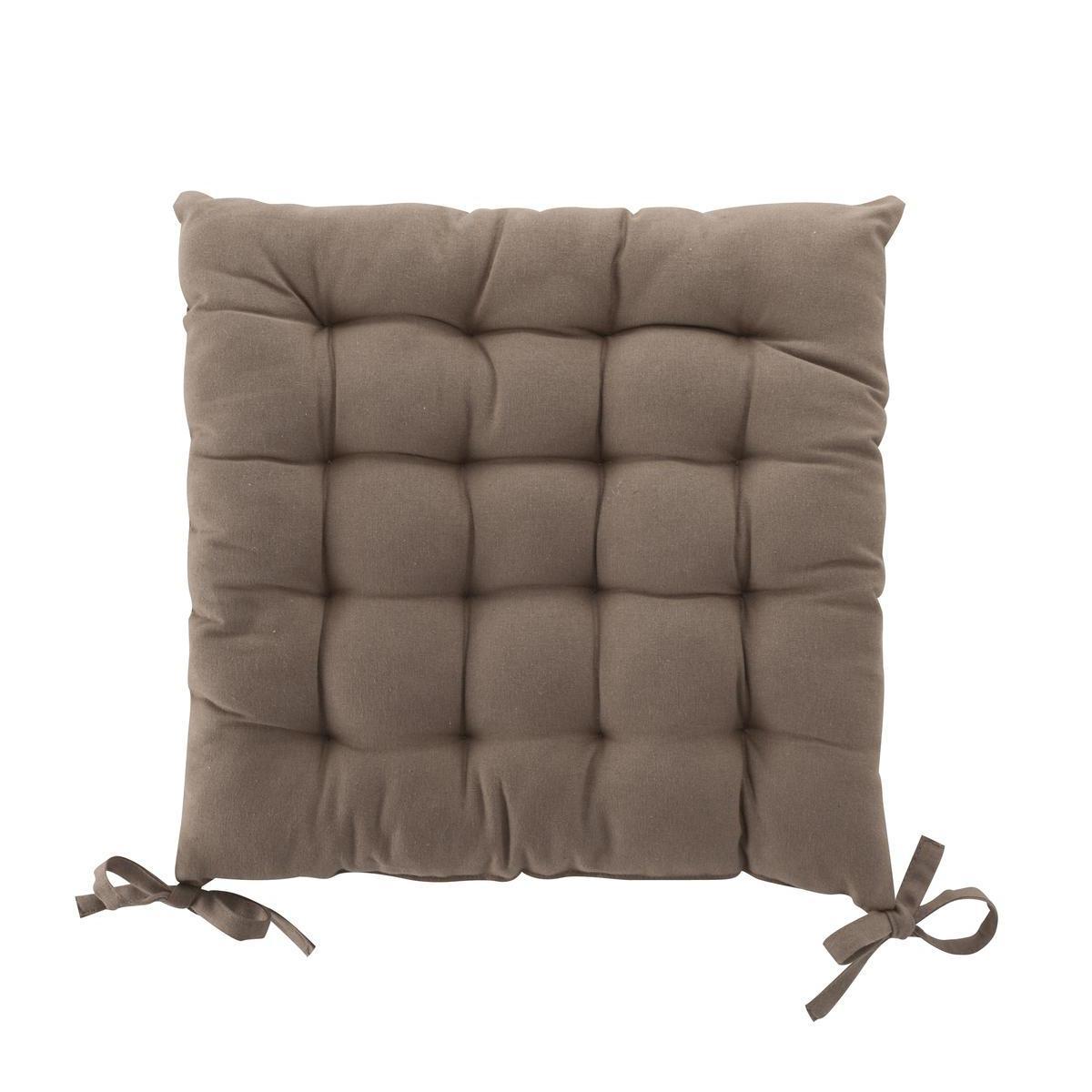 Galette de chaise bicolore - 100 % coton - 40 x 40 cm - Marron