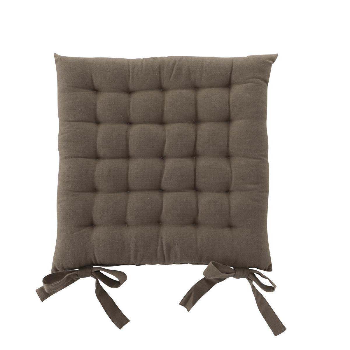 Galette de chaise capitonnée à nouettes - 100 % coton - 40 x 40 cm - Taupe