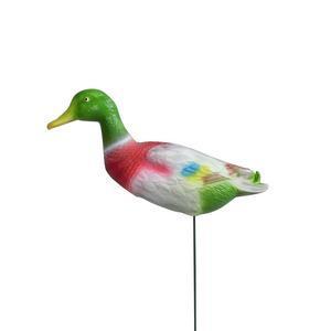 Canard décoratif sur pique - Métal - 32 x 10 x H 77 cm - Multicolore