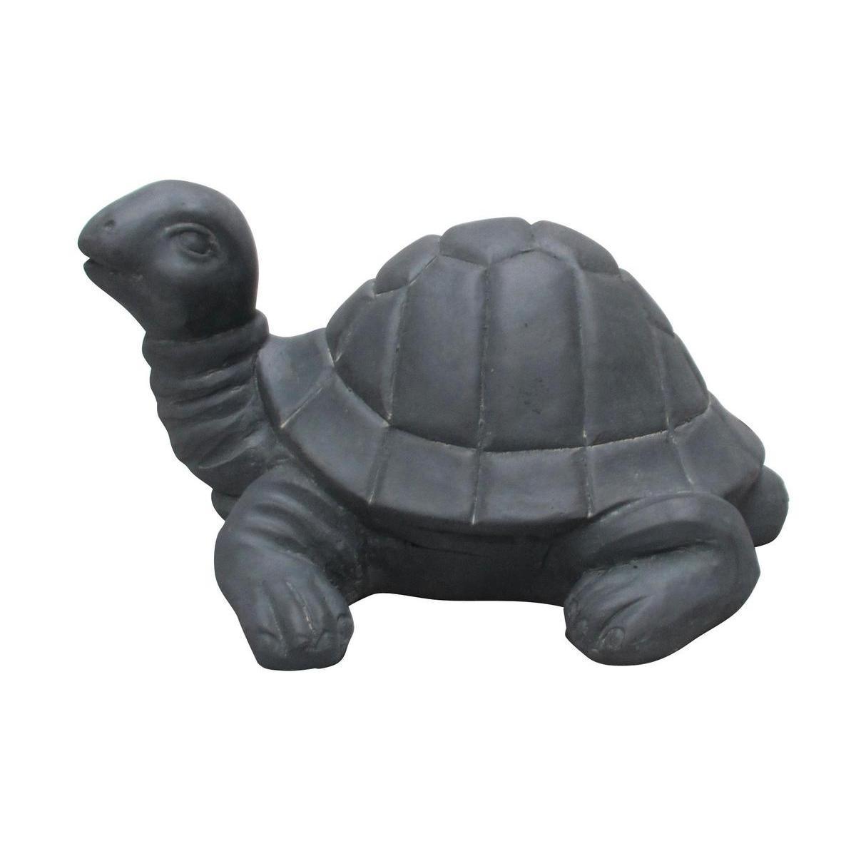 Statue tortue - Fibre d'argile - 32 x 27,5 x H 18 cm - Gris