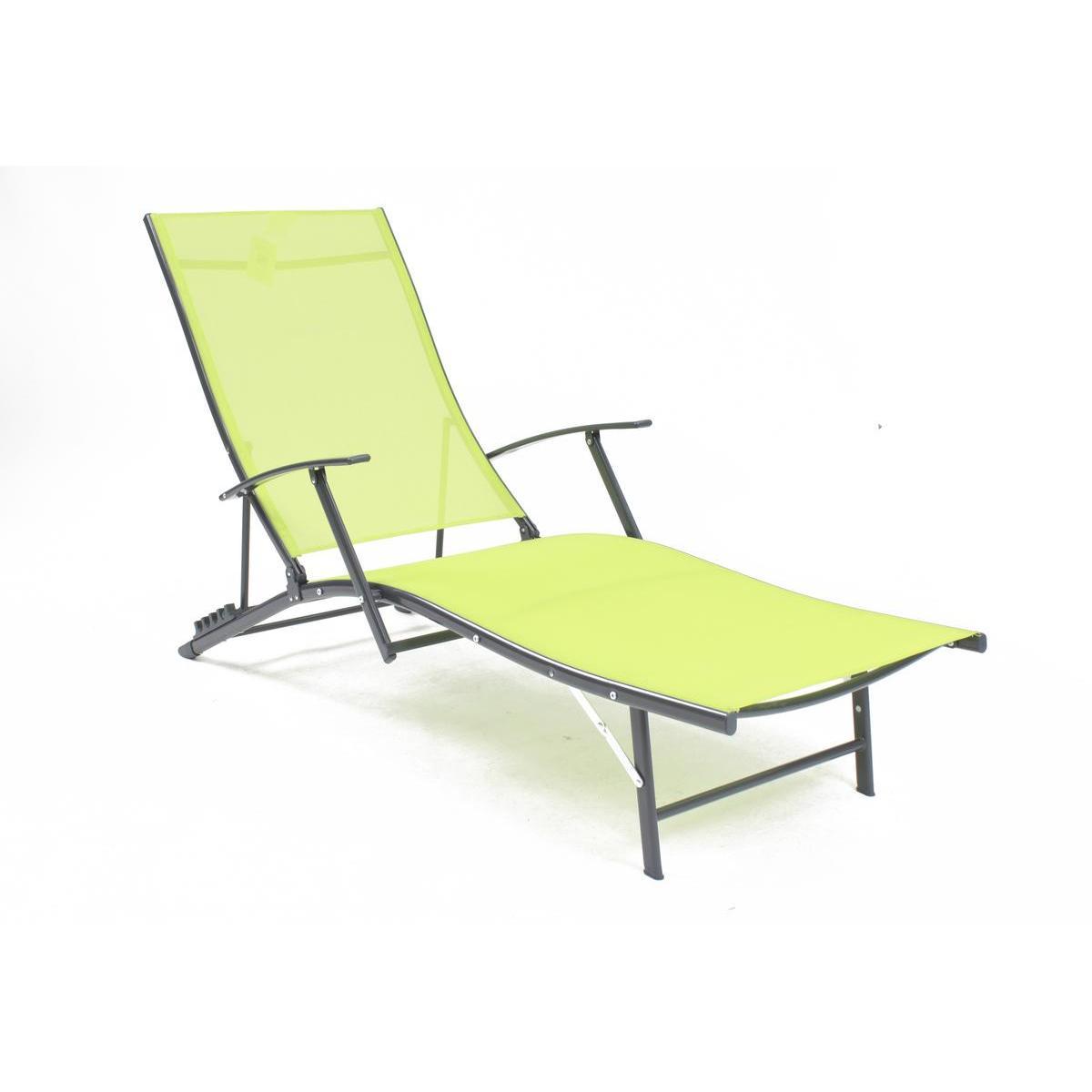 Bain de soleil Moorea - Acier et textilène - 181 x 74 x H 64 cm - Vert anis