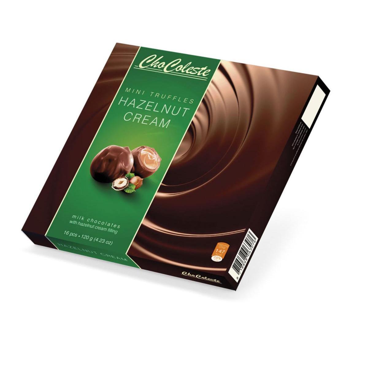 Boîte chocolats crème noisette - 120 g - Marron et vert