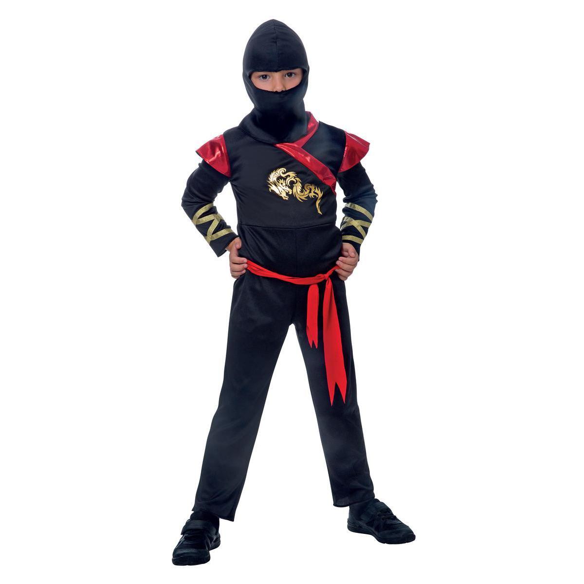 Déguisement de ninja - Polyester - 4 à 8 ans - Rouge et noir
