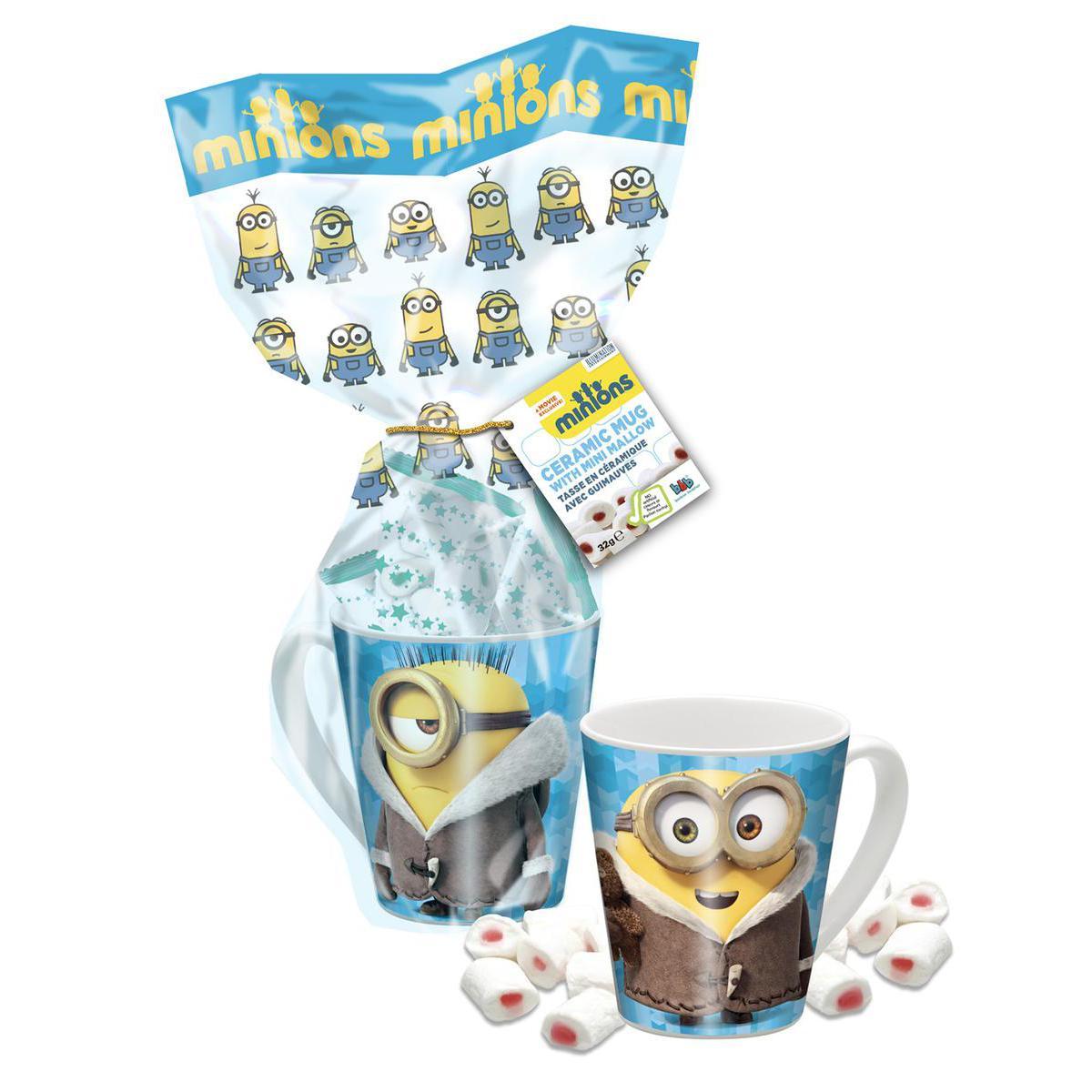 Mug Minions et bonbons - Céramique - Ø 8 x H 9 cm - Multicolore