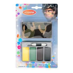 Kit maquillage soldat avec bandana - Plastique - 6 x H 9 cm - Vert et noir