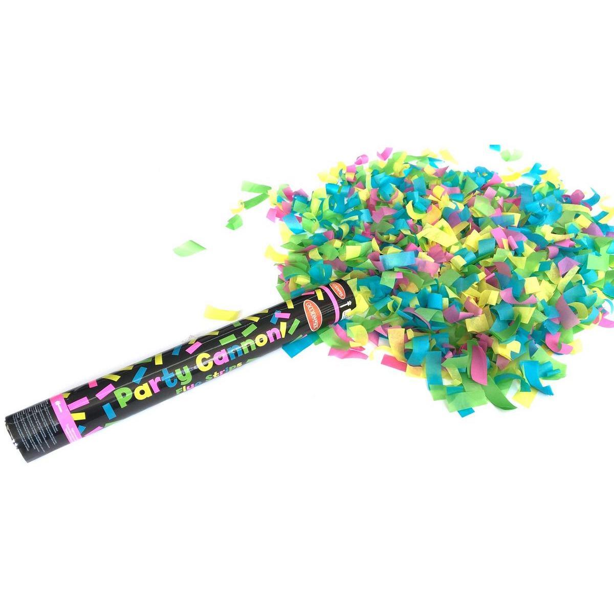 Canon à confettis fluo - Papier - 40 cm - Multicolore