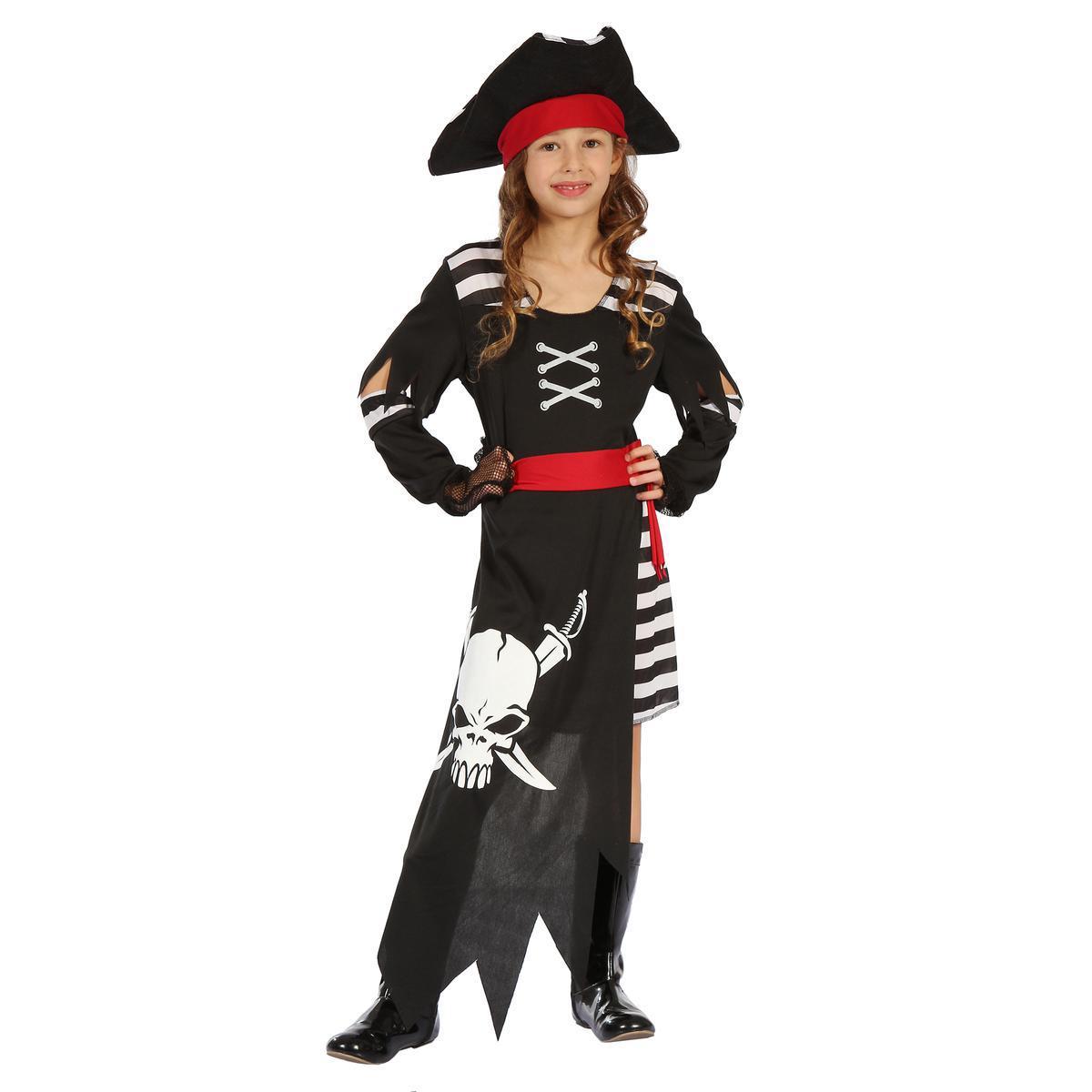 Déguisement de pirate rebelle - Polyester - 4 à 12 ans - Noir et blanc