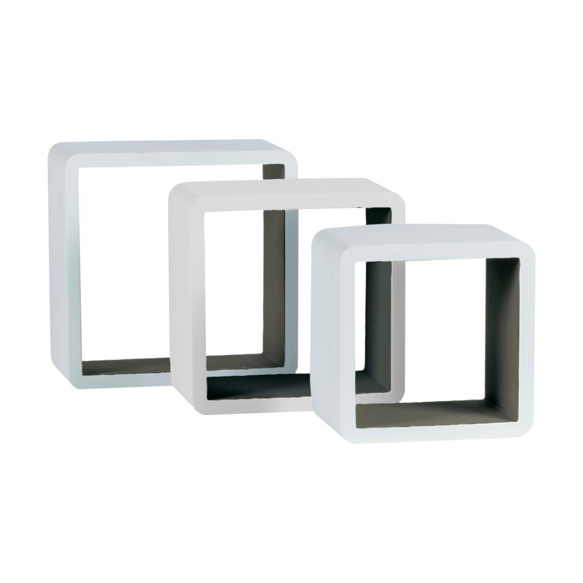 3 étagères cube gigognes - Plastique - 30 x 15 x H 30 cm - Blanc argent