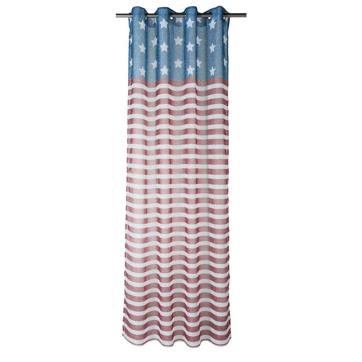 Voilage drapeau USA - 100 % Polyester - 140 x 240 cm - Bleu, rouge et blanc