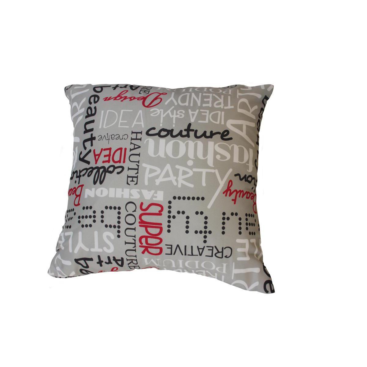 Coussin haute couture - 100 % Polyester - 30 x 50 cm - Noir, blanc et rose