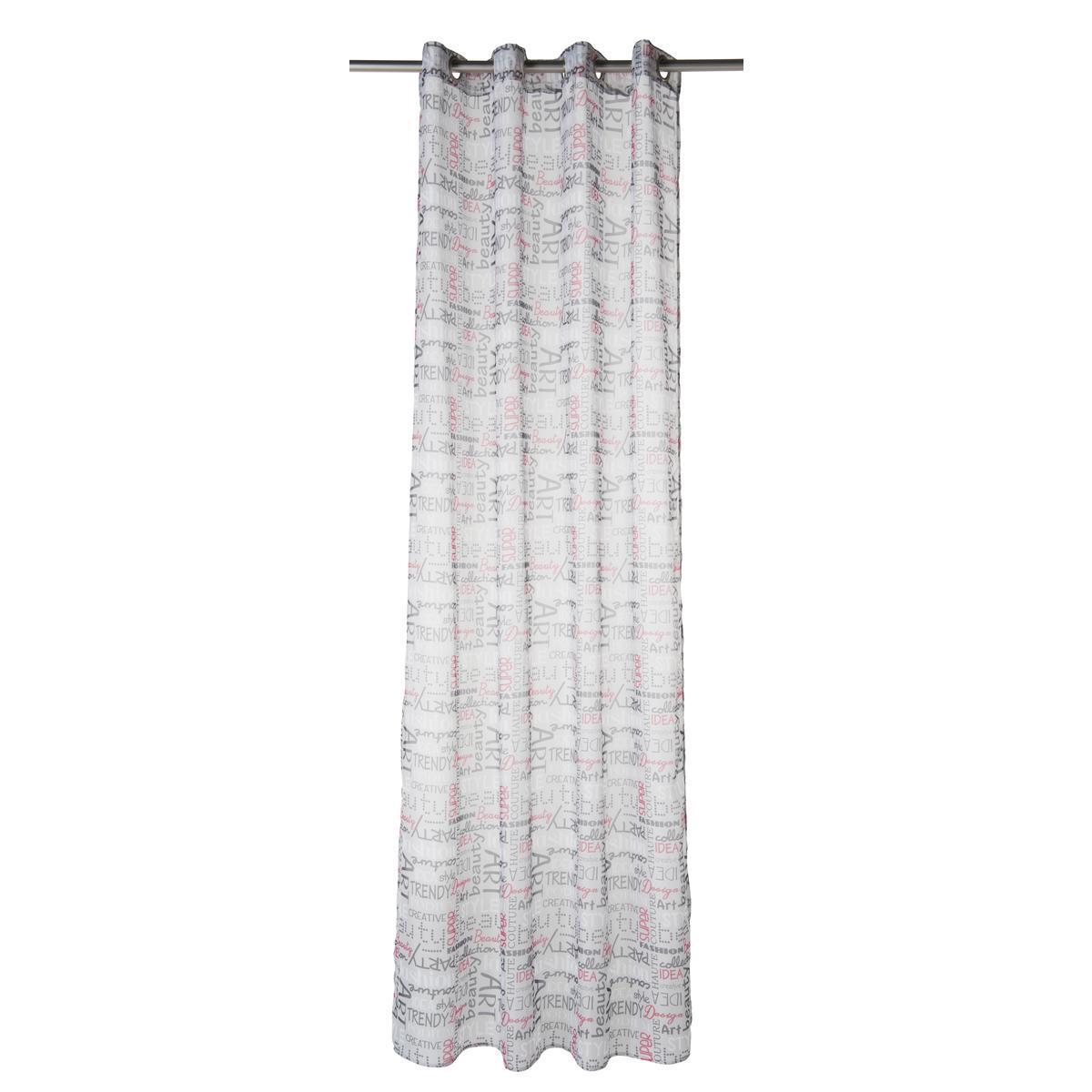 Voilage haute couture - 100 % Polyester - 140 x 240 cm - Noir, blanc et rose