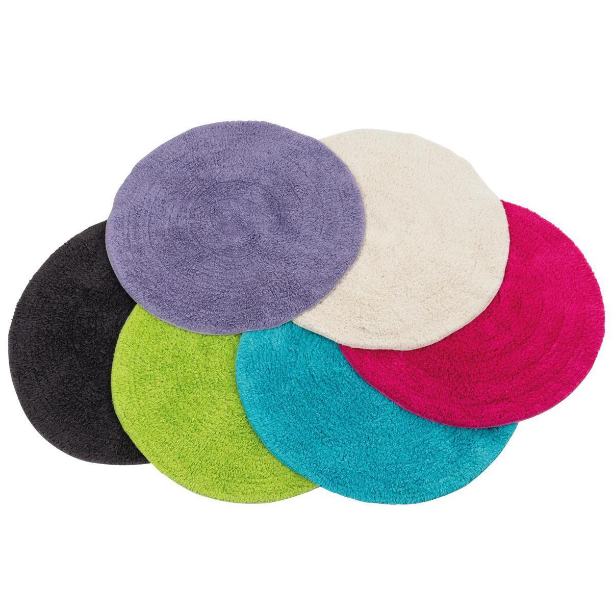 Tapis salle de bain - 100 % coton - Ø 60 cm - Différents coloris