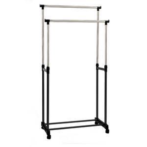 Portant double - Acier et plastique - 83 x 43 x H 95,5-168 cm - Noir