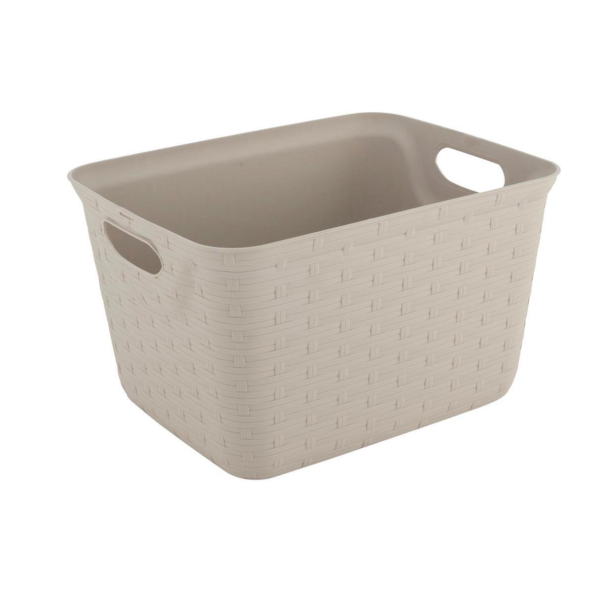 Corbeille de rangement - Plastique - 35 x 20,8 x H 28,5 cm - Couleur lin