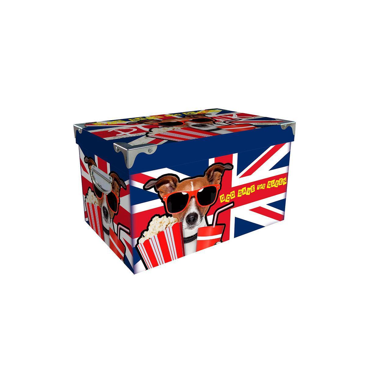 Boîte UK Dog - Carton et métal - 29 x 21 x H 12,5 cm - Multicolore