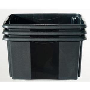 3 bacs de rangement - Plastique - 41 x 34,5 x H 27cm - Noir