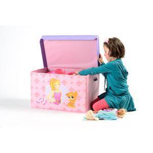 Coffre à jouets princesse - Tissu non tissé - 57 x 37 x H 35 cm - Multicolore