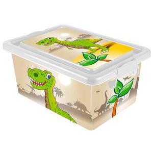 Boîte de rangement dinosaure - Plastique - 32,5 x 23 x H 15 cm - Multicolore
