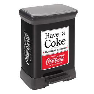 Poubelle Coca-Cola 30 L - Plastique - 39 x 29 x H 50,5 cm - Noir, blanc et rouge