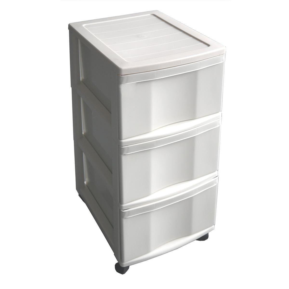 Tour de rangement Block 3 tiroirs - Plastique - 38 x 30 x H 65,5 cm - Blanc