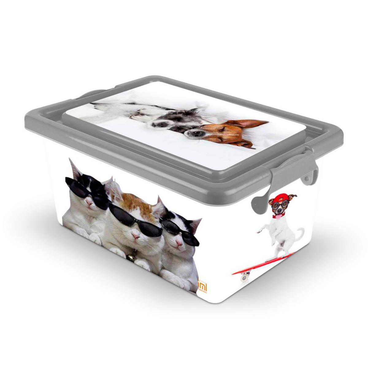 Boîte de rangement Funny Pets - Plastique - 32,5 x 23 x H 15 cm - Multicolore