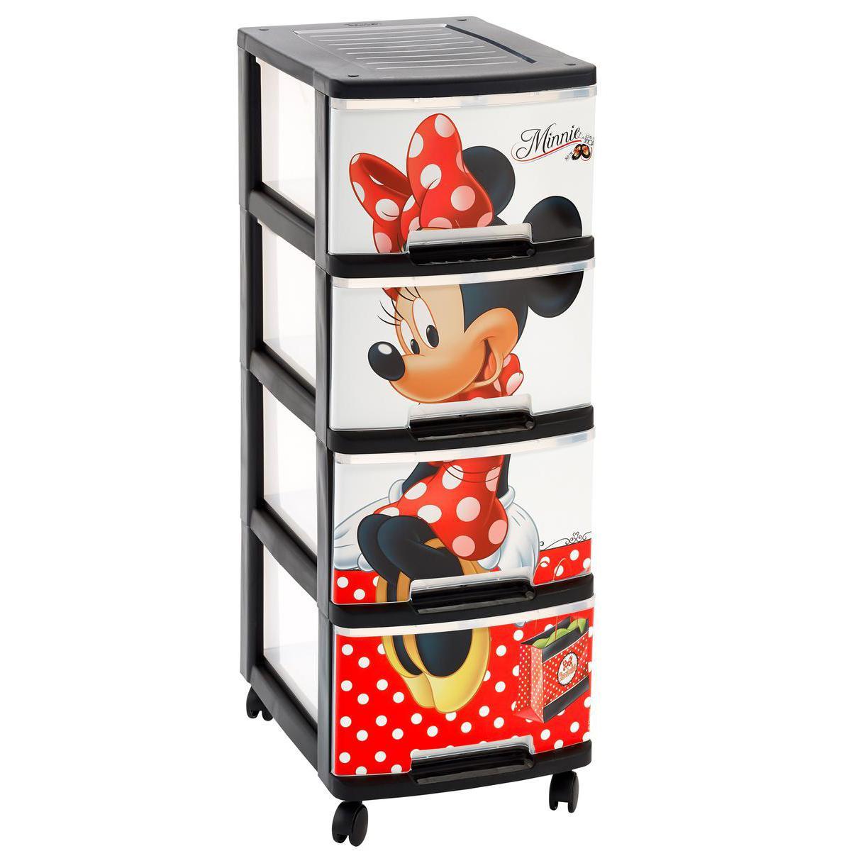 Tour Minnie 4 tiroirs - Plastique - 26,4 x 35,1 x H 67,5 cm - Multicolore