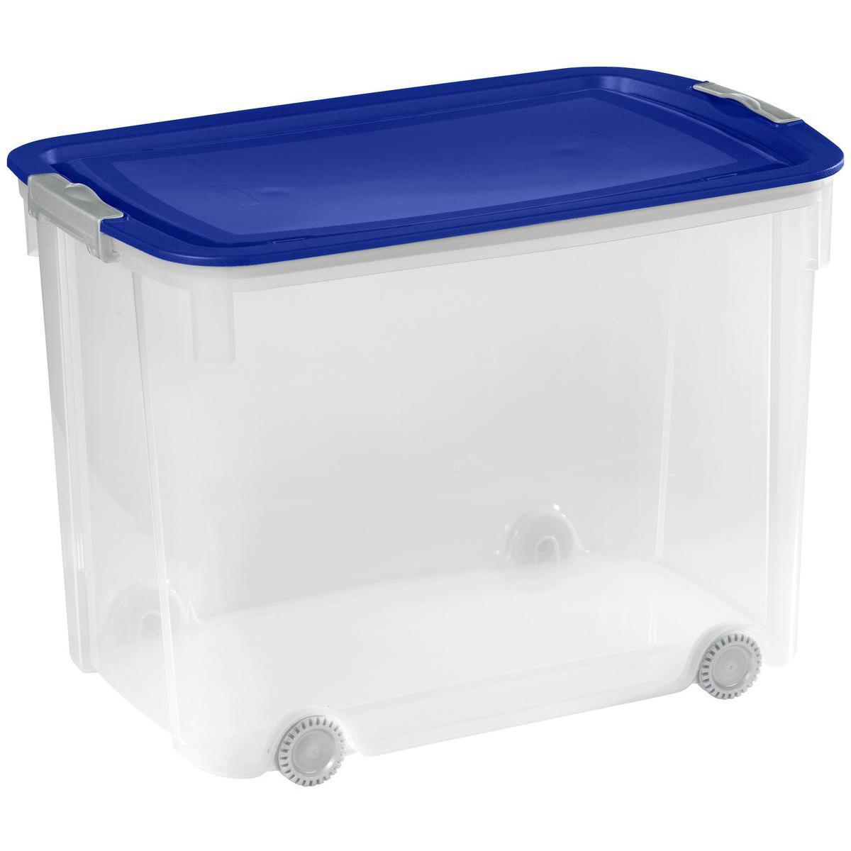 Boîte de rangement - Plastique - 59 x 39 x H 43 cm - Bleu