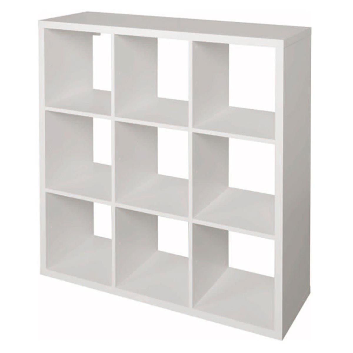 Étagère 9 cases - Contreplaqué alvéolaire - 110 x 110 x 31,5 cm - Blanc