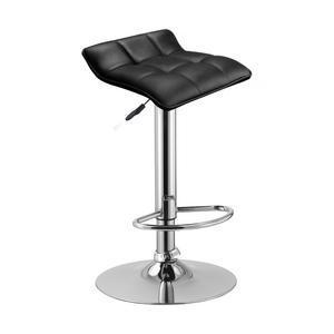 Tabouret de bar - Métal et PVC - 38,5 x H 65,5 - 87,5 cm - Noir