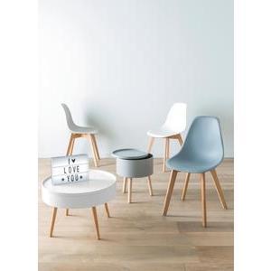 Table ronde d'appoint avec rangement - Bois et MDF - Ø 38 x H 45 cm - Blanc