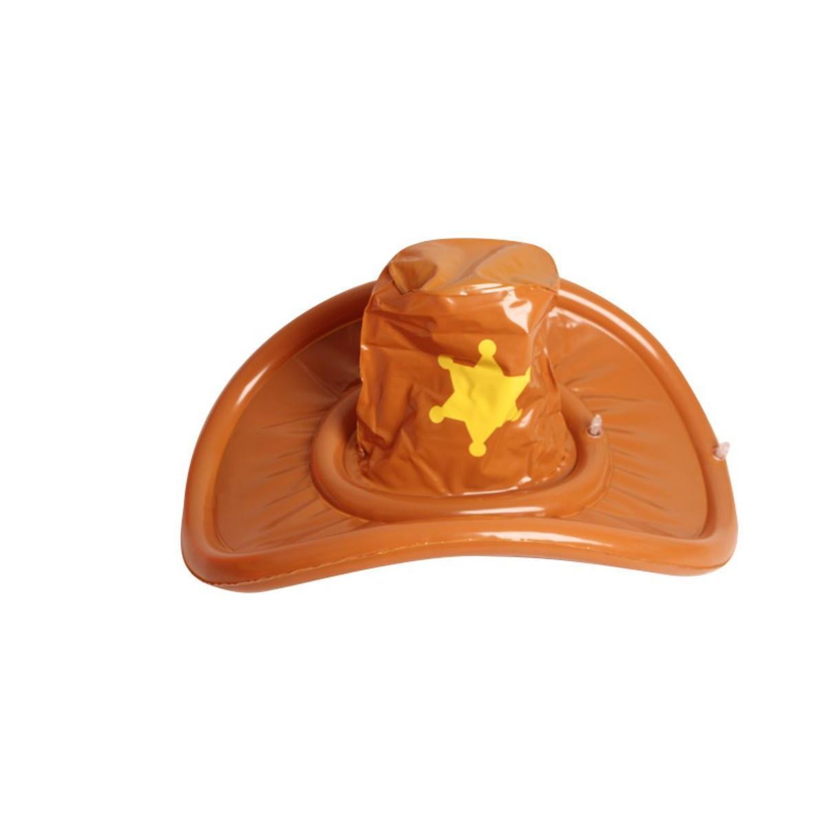 Chapeau de cow boy gonflable - PVC - Ø 48 x H 28 cm - Marron