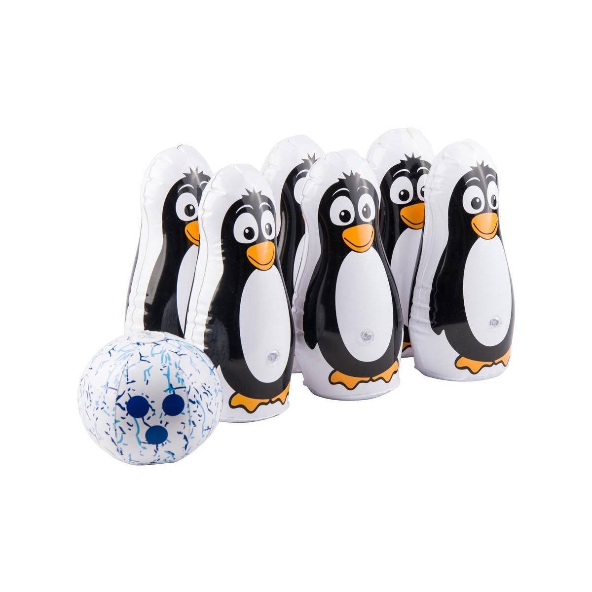 Jeu de quilles pingouin gonflable - PVC - 30,5 cm - Noir et blanc