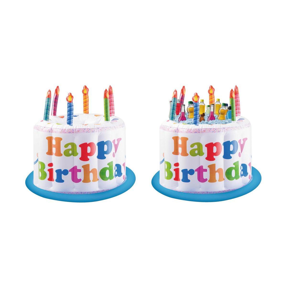 Gâteau d'anniversaire gonflable - PVC - Ø 55 x H 46 cm - Multicolore
