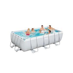 Piscine tubulaire rectangulaire + épurateur - L 404 x l 201 x H 100 cm - Gris - BESTWAY