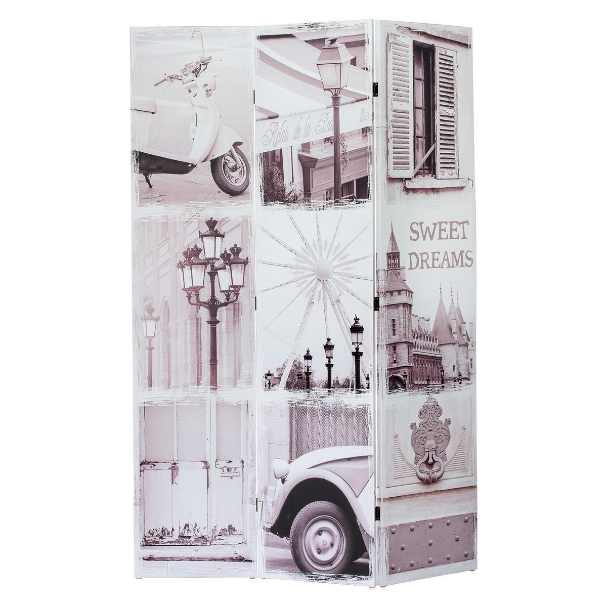 Paravent imprimé romance - Sapin - Polyester - 120 x 2,5 x H 180 cm - Multicolore